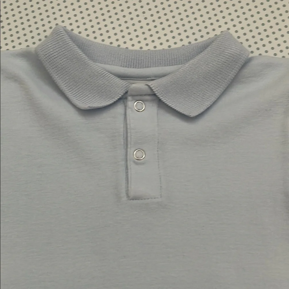 Petit Bateau Light Blue Polo Colar Bodysuit